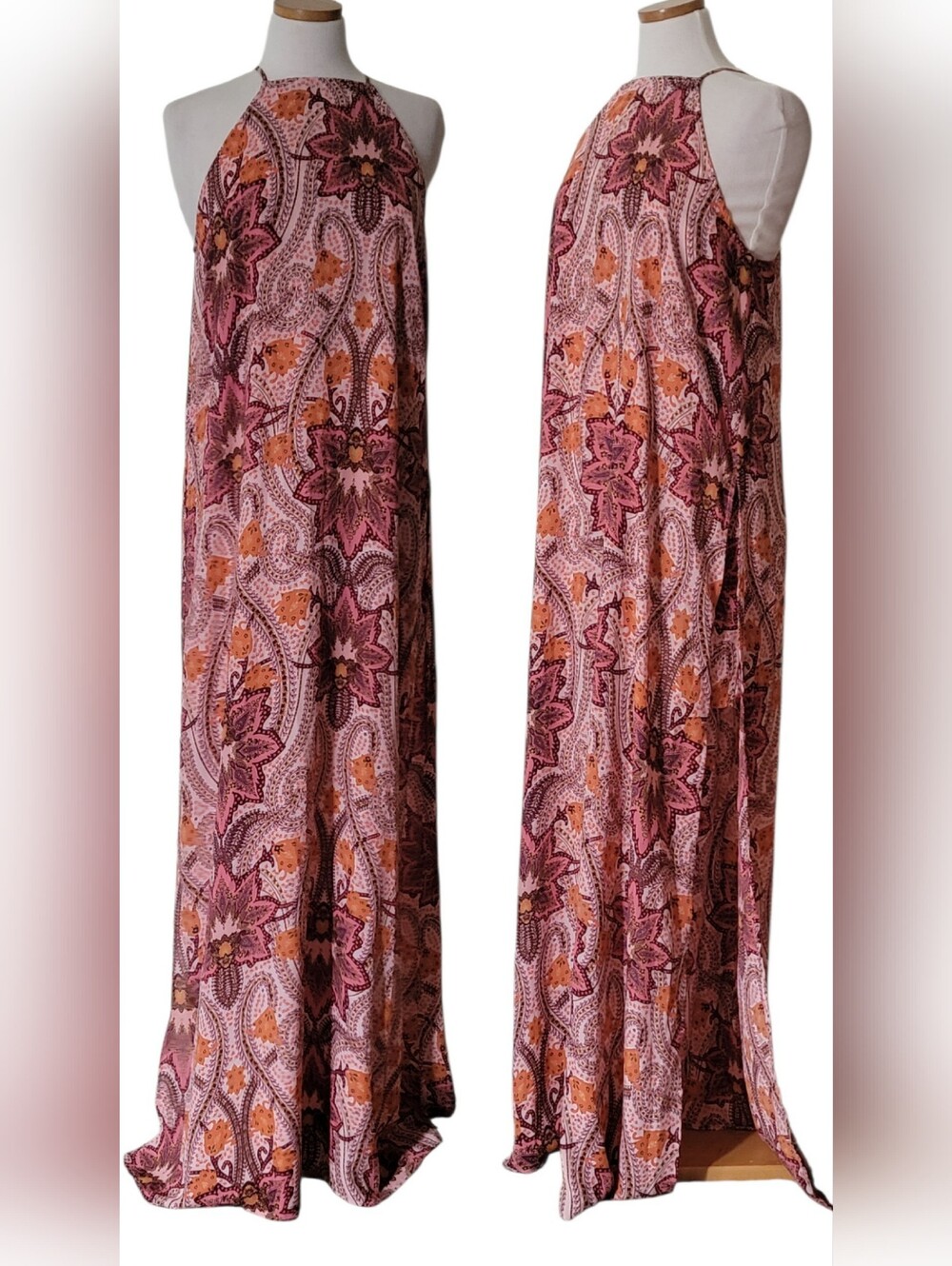 GB Floral Paisely Bohemian Casual Vacation Resort Maxi Dress